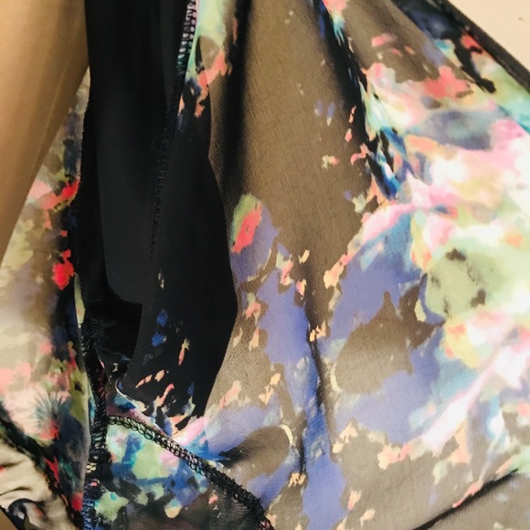 Bright Floral Print and Black Sheer Light Jacket - Picture 7 of 7